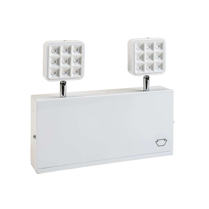 Keystone Emergency Light Steel NYC/Chicago Compliant Style 1 White Color 6500K Dual Heads Surface Mount 120-277Vac Emergency Battery Backup High Lumen Output (KT-EM-STNC1-WHWL-SU-HO)