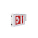 Keystone Exit Sign Steel Chicago Compliant Style 1 White Color Single Facing Red Lettering| Surface Mount 120-277 Vac Input Emergency Battery Backup (KT-EX-STCH1-WH1RL-SU)