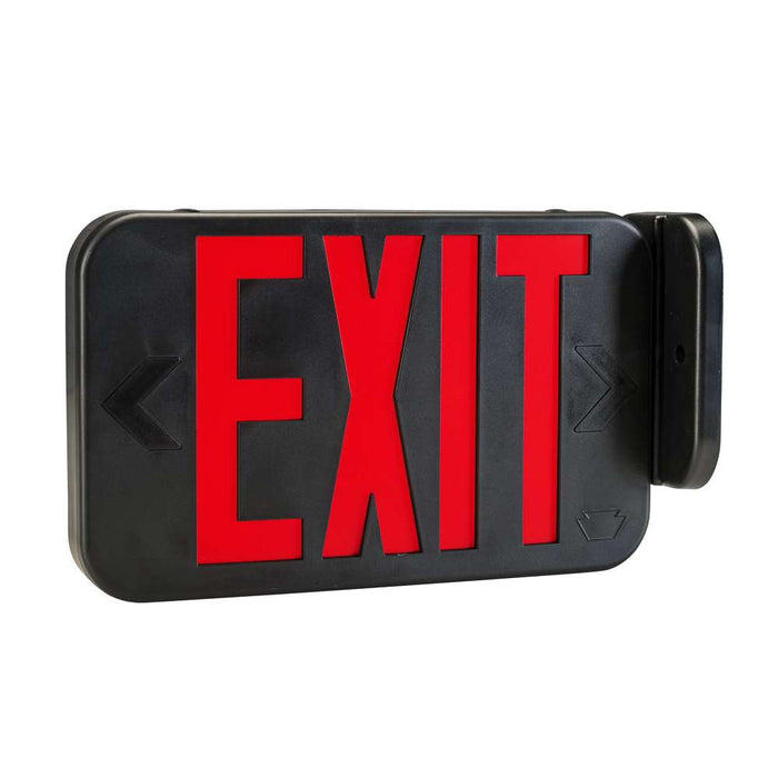 Keystone Exit Sign Thermoplastic Style 1 Black Color Single Or Double Facing Red Or Green Switchable Lettering Surface Mount 120-277Vac Emergency Battery Backup (KT-EX-TP1-BL3RG-SU)