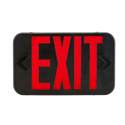 Keystone Exit Sign Thermoplastic Style 1 Black Color Single Or Double Facing Red Or Green Switchable Lettering Surface Mount 120-277Vac Emergency Battery Backup (KT-EX-TP1-BL3RG-SU)