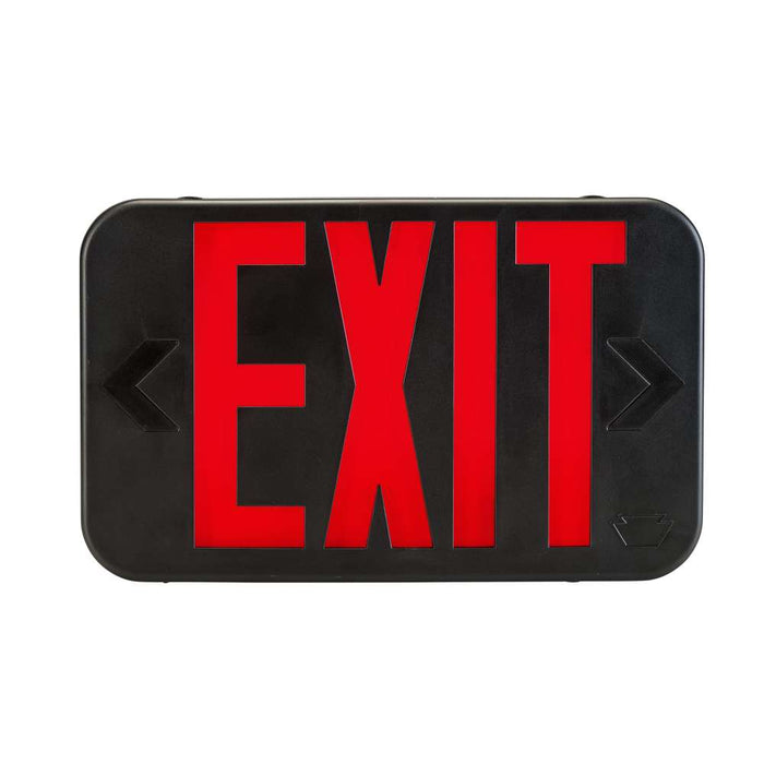 Keystone Exit Sign Thermoplastic Style 1 Black Color Single Or Double Facing Red Or Green Switchable Lettering Surface Mount 120-277Vac Emergency Battery Backup (KT-EX-TP1-BL3RG-SU)