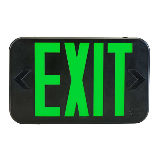 Keystone Exit Sign Thermoplastic Style 1 Black Color Single Or Double Facing Red Or Green Switchable Lettering Surface Mount 120-277Vac Emergency Battery Backup (KT-EX-TP1-BL3RG-SU)