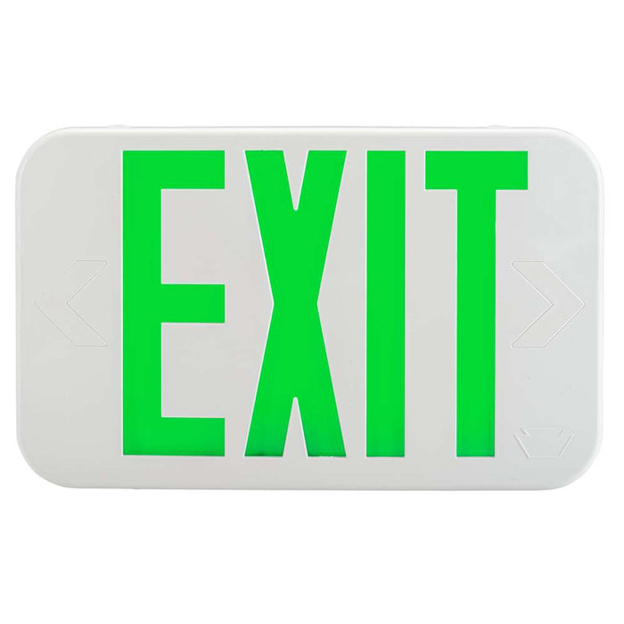 Keystone Exit Sign Thermoplastic Style 1 White Color Single Or Double Facing Red Or Green Switchable Lettering Surface Mount 120-277Vac Emergency Battery Backup (KT-EX-TP1-WH3RG-SU)