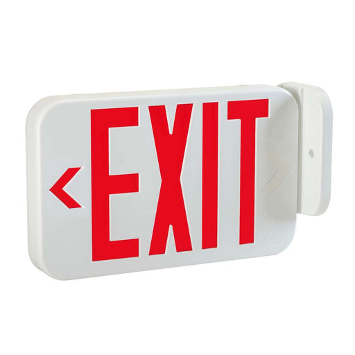 Keystone Exit Sign Thermoplastic Style 1 White Color Single Or Double Facing Red Or Green Switchable Lettering Surface Mount 120-277Vac Emergency Battery Backup (KT-EX-TP1-WH3RG-SU)