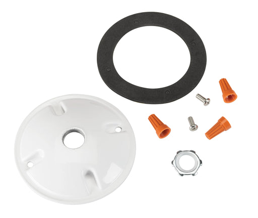 Keystone Round Cover Plate For Mounting Flood Lights On 4 Inch Round Boxes With Mounting Hardware White Color (KT-FLED-RC-4-W)