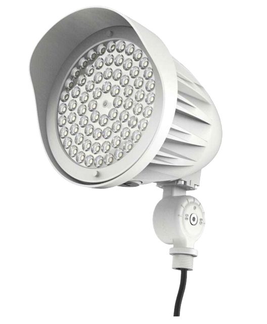 Keystone 25W LED Bullet Floodlight Power/Color Select 25W/20W/15W 3000K/4000K/5000K Built In Photocell 120-277V Input White (KT-FLED25PS-C1E-UNV-8CSB-VDIM-W)