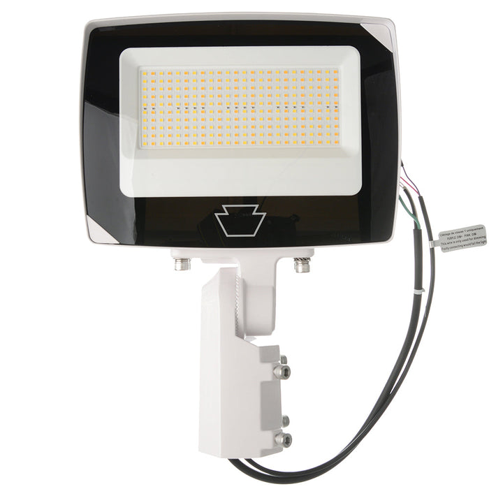 Keystone LED Flood Light Power/CCT Selectable 75W/60W/45W 3000K/4000K/5000K Rectangular Series 4 With Built-In Photocell 120-277V Input White (KT-FLED75PS-R4A-UNV-8CSB-VDIM-W)
