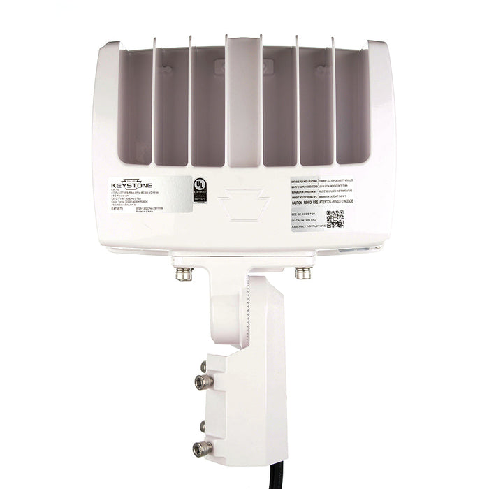 Keystone LED Flood Light Power/CCT Selectable 75W/60W/45W 3000K/4000K/5000K Rectangular Series 4 With Built-In Photocell 120-277V Input White (KT-FLED75PS-R4A-UNV-8CSB-VDIM-W)