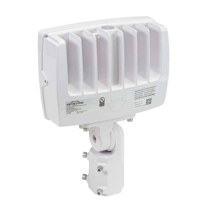 Keystone LED Flood Light Power/CCT Selectable 75W/60W/45W 3000K/4000K/5000K Rectangular Series 4 With Built-In Photocell 120-277V Input White (KT-FLED75PS-R4A-UNV-8CSB-VDIM-W)