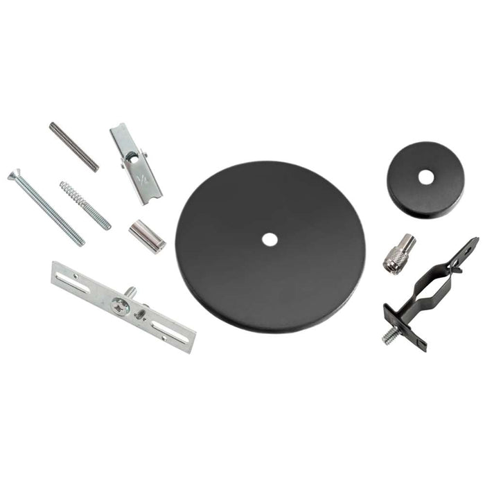 Keystone Universal Canopy Cover Non-Feed Kit J-Box/Stud/T-Bar/Drywall/Masonry Mount 2 And 5 Inch Circular Covers 2 And 1 Piece Coupler Black No Aircraft Cable (KT-LALED-CC-UNV-NF-KIT-B /A)