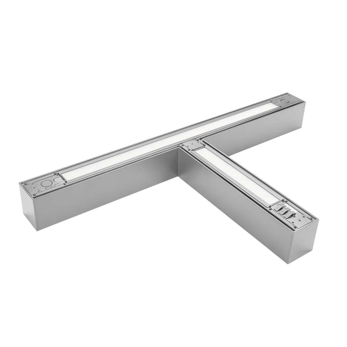 Keystone T-Shape Linear Architectural Fixture Selectable 37W/30W/23W 2700K/3000K/3500K/4000K/5000K 120-277V 0-10V Dimming Silver 12V Aux (KT-LALED37PS-TA-8CSF-VDIM-S)