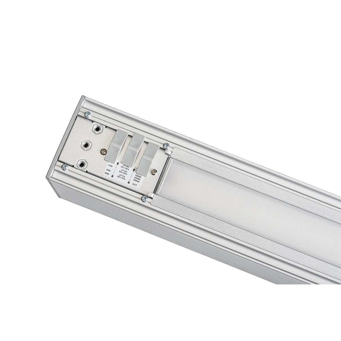 Keystone 4 Foot Linear Architectural Pendant Selectable 40W/30W/25W 2700K/3000K/3500K/4000K/5000K 120-277V 0-10V Dimming Silver 12V Aux (KT-LALED40PS-4A-8CSF-VDIM-S)