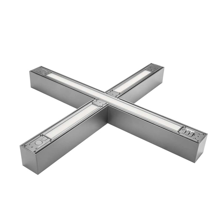 Keystone X-Shape Linear Architectural Fixture Selectable 50W/38W/30W 2700K/3000K/3500K/4000K/5000K 120-277V 0-10V Dimming Silver 12V Aux (KT-LALED50PS-XA-8CSF-VDIM-S)