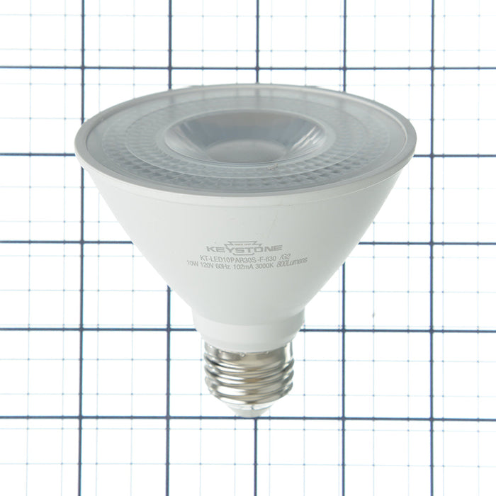 Keystone LED PAR30 Short Neck Flood 75W Equivalent 40 Degree Beam Angle E26 Medium Base 3000K 80 CRI Generation 2 (KT-LED10PAR30S-F-830 /G2)