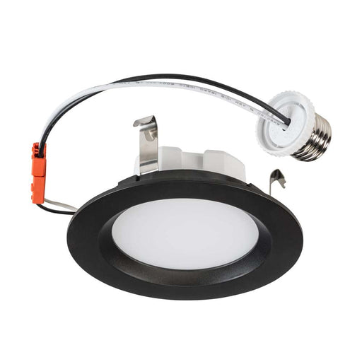 Keystone 4 Inch LED Regressed Smooth Wafer Downlight Retrofit Black Trim Wattage/CCT Selectable 10W/8W/6W 2700K/3000K/3500K/4000K/5000K Triac Dimming E26 Base (KT-LED10PSWD-4B-9CSF-DIM-B)