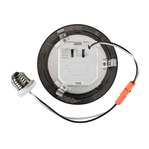 Keystone 4 Inch LED Regressed Smooth Wafer Downlight Retrofit Black Trim Wattage/CCT Selectable 10W/8W/6W 2700K/3000K/3500K/4000K/5000K Triac Dimming E26 Base (KT-LED10PSWD-4B-9CSF-DIM-B)