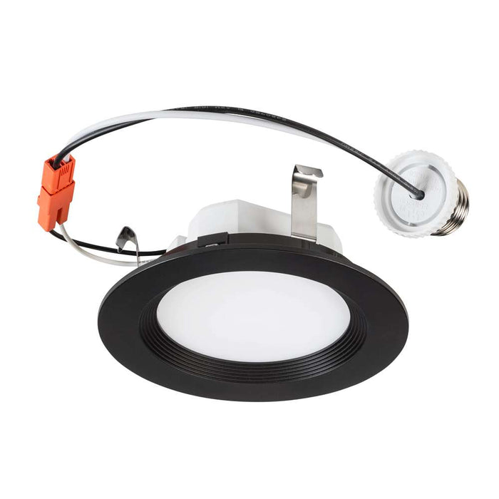 Keystone 4 Inch LED Regressed Baffled Wafer Downlight Retrofit Black Trim Wattage/CCT Selectable 10/8/6W 2700K/3000K/3500K/4000K/5000K Triac Dimming E26 Base (KT-LED10PSWD-4BB-9CSF-DIM-B)