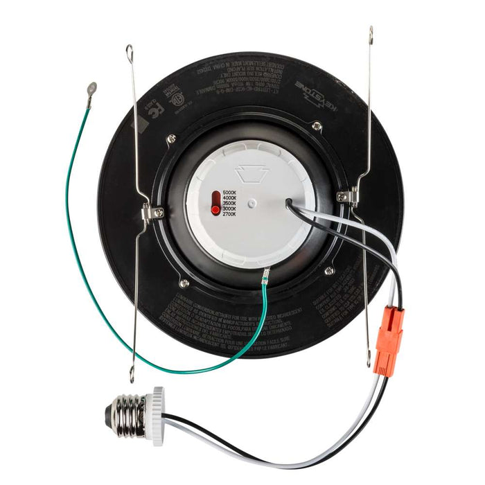 Keystone 5/6 Inch Circular LED Residential Retrofit Gimbal Black Trim 11W 2700K/3000K/3500K/4000K/5000K Triac Dimming Quick Disconnect E26 Base (KT-LED11RD-6C-9CSF-DIM-G-B)