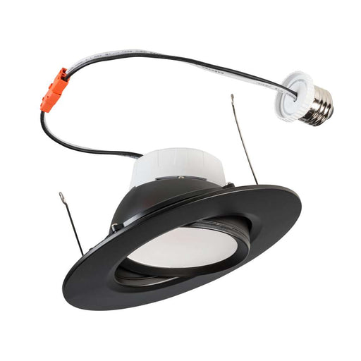 Keystone 5/6 Inch Circular LED Residential Retrofit Gimbal Black Trim 11W 2700K/3000K/3500K/4000K/5000K Triac Dimming Quick Disconnect E26 Base (KT-LED11RD-6C-9CSF-DIM-G-B)