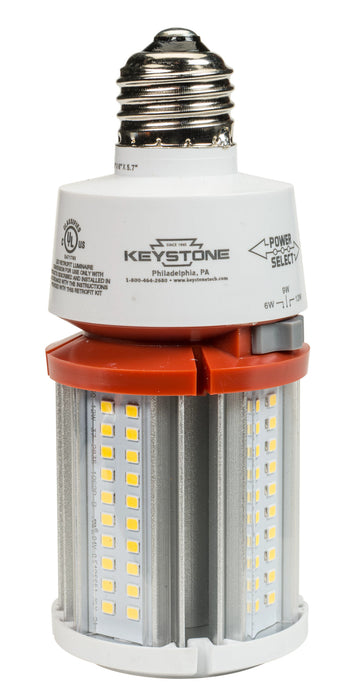 Keystone LED HID Replacement Lamp Wattage Selectable 12W/9W/6W E26 Base 5000K 120-277V Input Directdrive (KT-LED12PSHID-E26-850-D /G4)