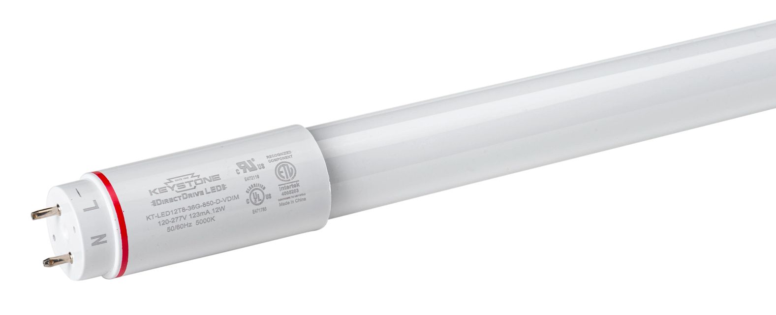 Keystone 12W LED T8 Tube Shatter-Proof Coated Glass 120-277V Input 3 Foot 3500K Direct Drive 0-10V Dimming (KT-LED12T8-36GC-835-D-VDIM)