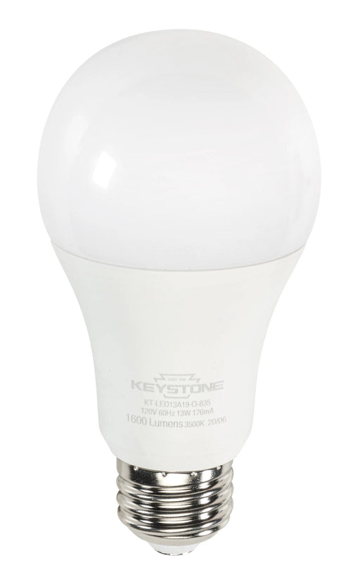 Keystone A19 Omni-Directional Bulb 100W Equivalent E26 Medium Base 3500K 80 CRI Generation 3 (KT-LED13A19-O-835 /G2)
