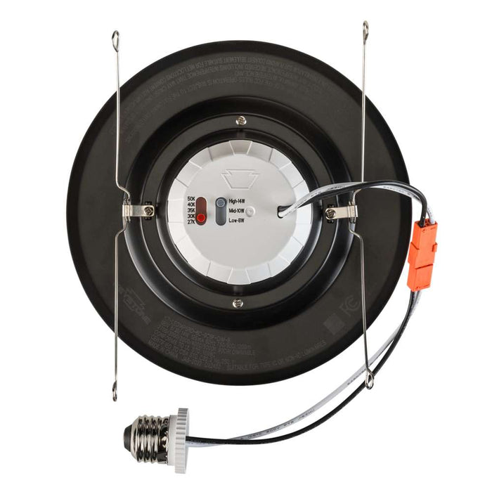 Keystone 5/6 Inch Circular LED Residential Retrofit Black Trim Wattage/CCT Selectable 14W/10W/8W 2700K/3000K/3500K/4000K/5000K Triac Dimming E26 Base (KT-LED14PSRD-6C-9CSF-DIM-B)