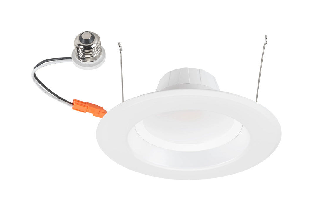 Keystone 6 Inch Circular LED Commercial Downlight Featuring Wattage/CCT Selectable 14/10/8W 2700K/3000K/3500K/4000K/5000K 120V 90 CRI Triac Dimming E26 Adapter Included (KT-LED14PSRD-6C-9CSF-DIM)