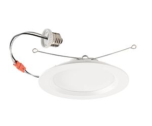 Keystone 6 Inch LED Regressed Smooth Wafer Downlight Retrofit Power/Color Select 15W/13W/11W 2700K/3000K/3500K/4000K/5000K Triac Quick Disconnect E26 Base (KT-LED15PSWD-6B-9CSF-DIM)