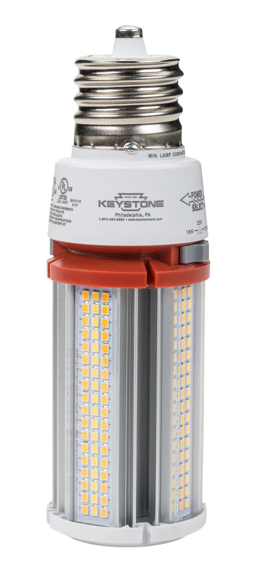 Keystone LED HID Replacement Lamp Featuring Wattage/CCT Selectable 18W/12W/9W 3000K/4000K/5000K 120-277V Input E26 Base Directdrive (KT-LED18PSHID-E26-8CSB-D)