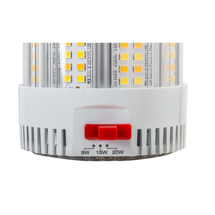 Keystone LED HID Replacement Lamp Power Select/CCT Selectable 20W/15W/9W 3000K/4000K/5000K E26 Base 80 CRI 120-277V (KT-LED20PSHID-FC-E26-8CSB-D)