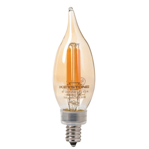 Keystone 40W Equivalent 4.5W CA11 LED Bulb E12 80 CRI Dimmable Amber (KT-LED4.5FCA11-E12-822-A)