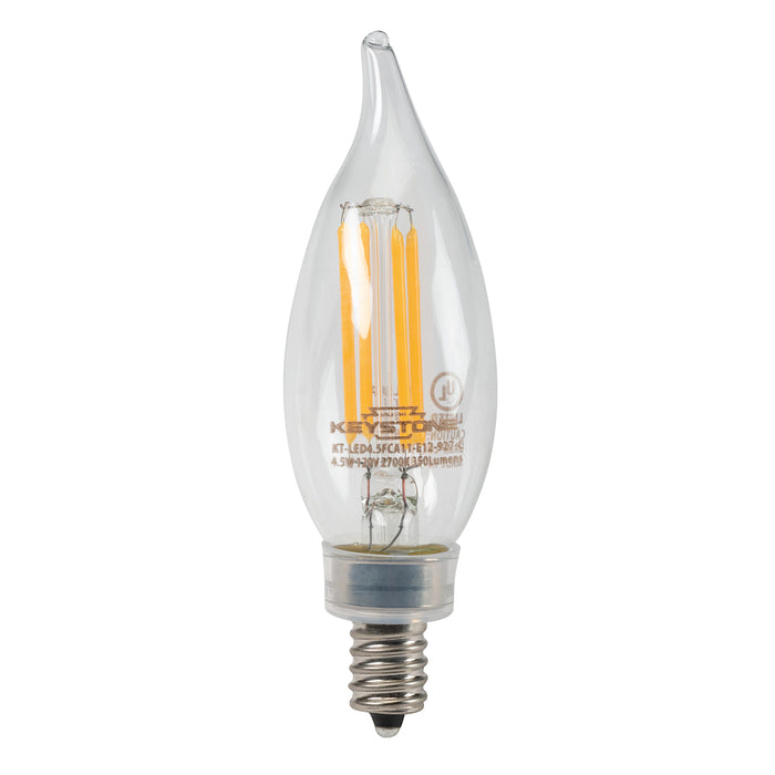 Keystone 40W Equivalent 4.5W 350Lm CA11 LED Bulb E12 90 CRI Dimmable 3000K (KT-LED4.5FCA11-E12-930-C)
