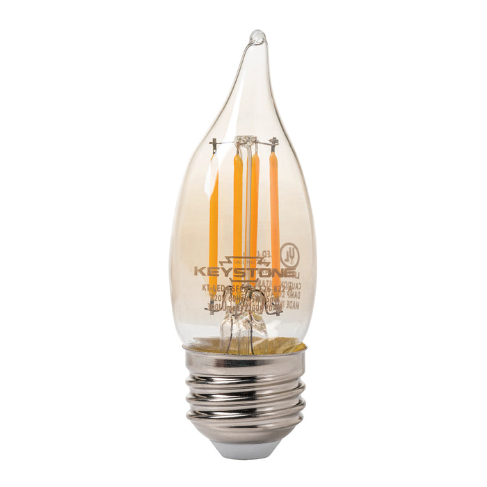 Keystone 40W Equivalent 4.5W CA11 LED Bulb E26 80 CRI Dimmable Amber (KT-LED4.5FCA11-E26-822-A)