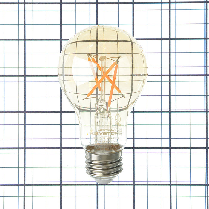 Keystone 40W Equivalent 5W 450Lm A19 LED Bulb E26 2200K 80 CRI Dimmable Amber (KT-LED5FA19-E26-822-A)