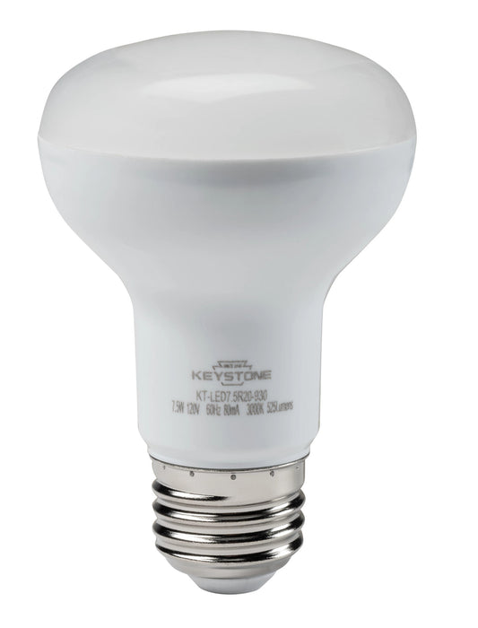 Keystone 50W Equivalent 7.5W 525Lm R20 Lamp E26 90 CRI Dimmable 3000K (KT-LED7.5R20-930)