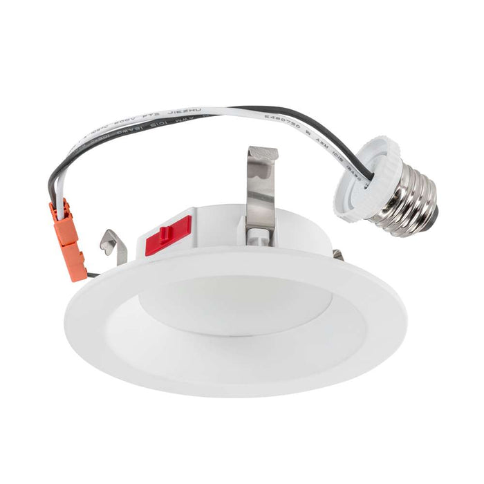 Keystone 4 Inch LED Downlight Retrofit Trim 7.5W CCT Selectable 2700K/3000K/3500K/4000K/5000K 90 CRI 120V Triac Dimming E26 Adapter (KT-LED7RD-4C-9CSF-DIM-CS)