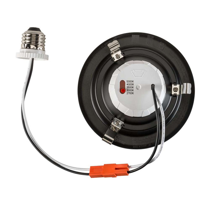 Keystone 4 Inch Circular LED Residential Retrofit Black Trim 8W CCT Selectable 2700K/3000K/3500K/4000K/5000K Triac Dimming Quick Disconnect E26 Base (KT-LED8RD-4C-9CSF-DIM-B)