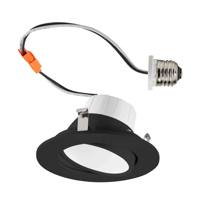 Keystone 4 Inch Circular LED Residential Retrofit Gimbal Black Trim 8W CCT Selectable 2700K/3000K/3500K/4000K/5000K Triac Dimming Quick Disconnect E26 Base (KT-LED8RD-4C-9CSF-DIM-G-B)