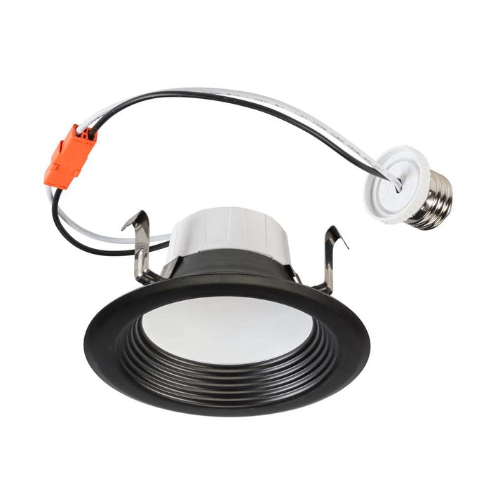 Keystone 4 Inch Baffled Circular LED Residential Retrofit Black Trim 8W CCT Selectable 2700K/3000K/3500K/4000K/5000K Triac Dimming Quick Disconnect E26 Base (KT-LED8RD-4CB-9CSF-DIM-B)