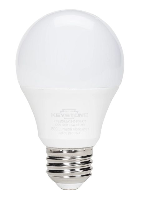 Keystone LED A19 Omni-Directional Bulb 60W Equivalent E26 Medium Base 4000K 80 CRI Generation 3 (KT-LED9.5A19-O-840 /G3)