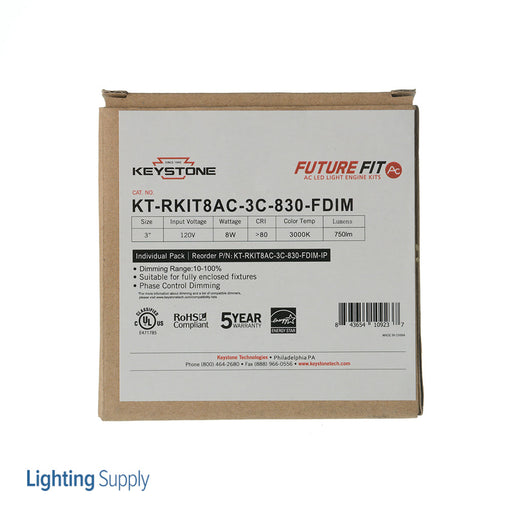 Keystone 3 Inch Round 8W Phase Dimming 3000K FutureFit AC LED Light Engine Retrofit Kit (KT-RKIT8AC-3C-830-FDIM-IP)