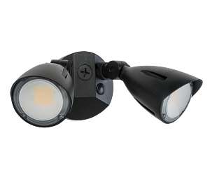 Keystone LED Dual Head Security Light Wattage/CCT Selectable 20W/15W/10W 3000K/4000K/5000K 80 CRI 120-277V No PIR Sensor Black (KT-SFLED20PS-D1-8CSB-B)