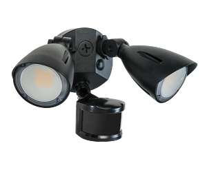 Keystone LED Dual Head Security Light Wattage/CCT Selectable 20W/15W/10W 3000K/4000K/5000K 80 CRI 120-277V PIR Sensor Black (KT-SFLED20PS-D1-8CSB-PIR-B)