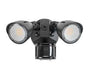 Keystone LED Dual Head Security Light Wattage/CCT Selectable 20W/15W/10W 3000K/4000K/5000K 80 CRI 120-277V PIR Sensor Black (KT-SFLED20PS-D1-8CSB-PIR-B)
