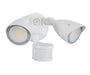 Keystone LED Dual Head Security Light Wattage/CCT Selectable 20W/15W/10W 3000K/4000K/5000K 80 CRI 120-277V PIR Sensor White (KT-SFLED20PS-D1-8CSB-PIR-W)