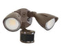 Keystone LED Dual Head Security Light Wattage/CCT Selectable 20W/15W/10W 3000K/4000K/5000K 80 CRI 120-277V PIR Sensor Bronze (KT-SFLED20PS-D1-8CSB-PIR)