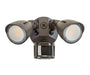 Keystone LED Dual Head Security Light Wattage/CCT Selectable 20W/15W/10W 3000K/4000K/5000K 80 CRI 120-277V PIR Sensor Bronze (KT-SFLED20PS-D1-8CSB-PIR)