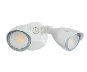 Keystone LED Dual Head Security Light Wattage/CCT Selectable 20W/15W/10W 3000K/4000K/5000K 80 CRI 120-277V No PIR Sensor White (KT-SFLED20PS-D1-8CSB-W)