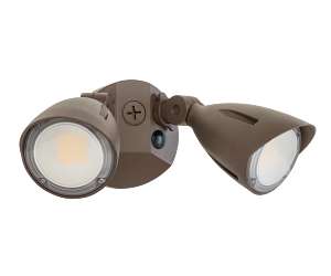 Keystone LED Dual Head Security Light Wattage/CCT Selectable 20W/15W/10W 3000K/4000K/5000K 80 CRI 120-277V No PIR Sensor Bronze (KT-SFLED20PS-D1-8CSB)